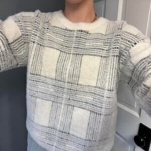 Super soft white and grey sweater